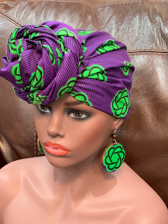 African Fabric Headwrap, African Head Wrap, Fabric Dangle Earrings, Ankara Fabric Earrings, African Jewelry, Ankara Earring, African Fashion