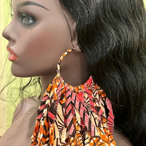 African Fabric Earrings, Fabric Tassel earrings, Ankara Fabric Earrings, African Jewelry, Fabric Earrings, Long earrings, African Fashion