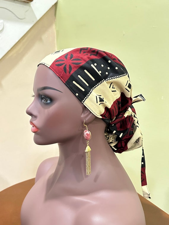 Satin Lined Scrub Hat, Ankara Scrub Hat, African Fabric Scrub Hat/Cap, Ankara Medical Scrub Cap, Nurse/Surgical Cap, Ponytail Scrub Hat
