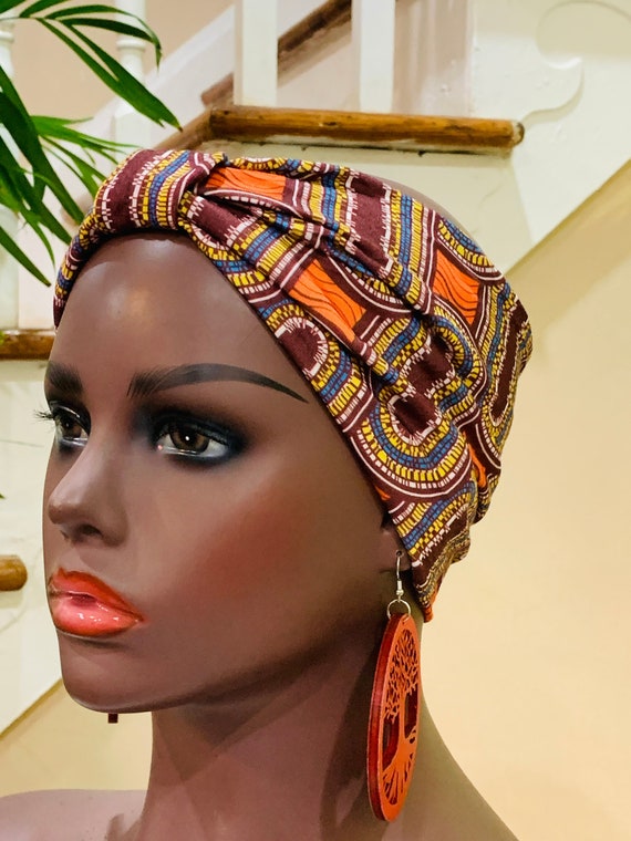 Pre-tied Turban Headband, Pre-tied Headwraps, Pre-tied stretchy Headwrap, Ready-to wear Boho Headwrap, Turban Headband with bow
