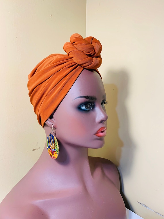 Pre-tied Turban, Women Pre-tied Headwraps, Pre-tied Stretch Headwrap, Chemo Cap, Alopecia Cap, Ready-to wear Boho Headwrap, Knotted Turban