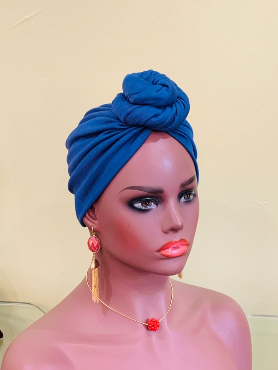 Pre-tied Turban, Women Pre-tied Headwraps, Pre-tied Stretch Headwrap, Chemo Cap, Alopecia Cap, Ready-to wear Boho Headwrap, Knotted Turban