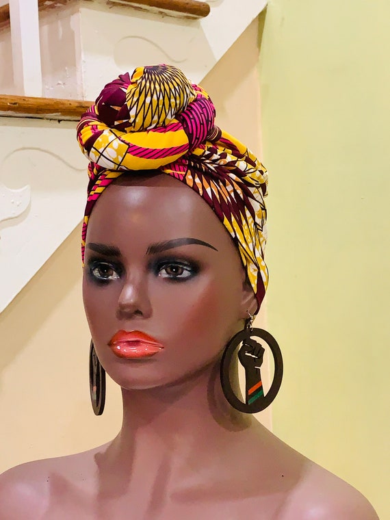 Pre-tied Turban, Women Pre-tied Headwraps, Pre-tied Stretch Headwrap, Chemo Cap, Alopecia Cap, Ready-to wear Black Headwrap, Turban with bun