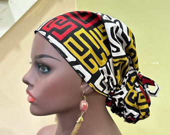 Satin Lined Ankara Scrub Hat: African Print Cotton Surgical Cap