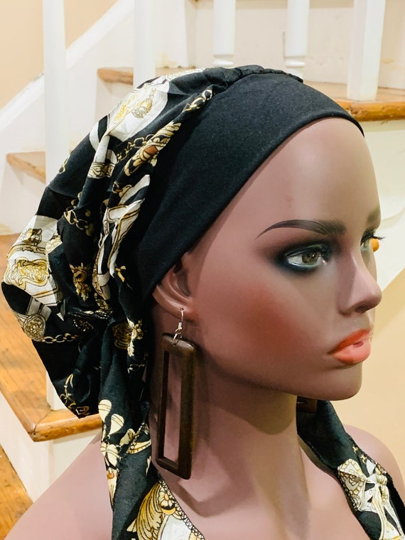 Pre-tied Turban, Women Pre-tied Headwraps, Pre-tied Stretch Headwrap, Chemo Cap, Alopecia Cap, Ready-to wear Yellow Headwrap, Knotted Turban