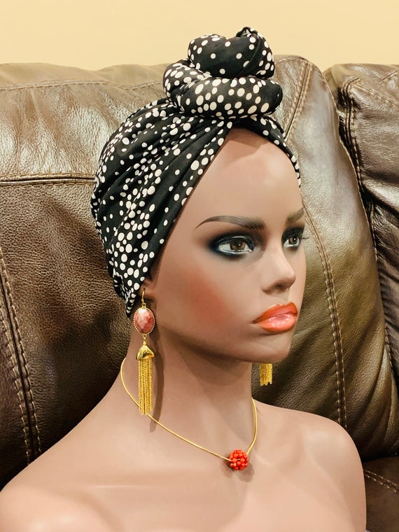 Pre-tied Turban, Women Pre-tied Headwraps, Pre-tied Stretch Headwrap, Chemo Cap, Alopecia Cap, Ready-to wear Boho Headwrap, Knotted Turban