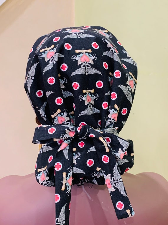Satin Lined Nurse Scrub Hat, Ankara Scrub Hat, Nurse Fabric Scrub Hat/Cap, Ankara Medical Scrub Cap, Nurse/Surgical Cap, Ponytail Scrub Hat