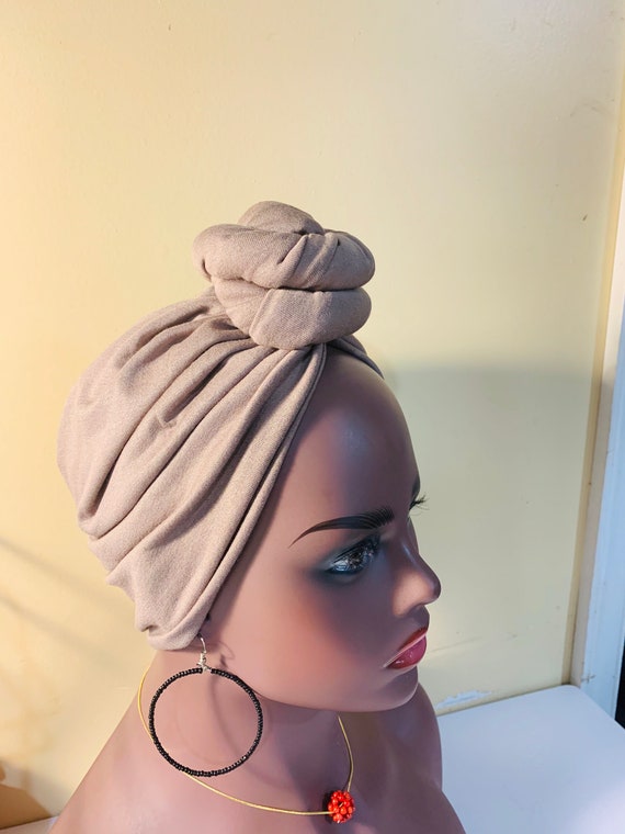 Pre-tied Turban, Women Pre-tied Headwraps, Pre-tied Stretch Headwrap, Chemo Cap, Alopecia Cap, Ready-to wear Boho Headwrap, Knotted Turban