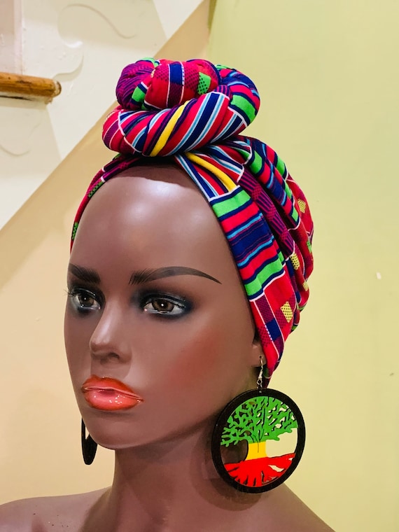 Pre-tied Turban, Women Pre-tied Headwraps, Pre-tied Stretch Headwrap, Chemo Cap, Alopecia Cap, Ready-to wear Black Headwrap, Turban with bun
