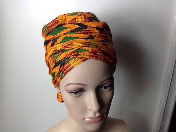 African Fabric Headwrap, African Head Wrap, Fabric Dangle Earrings, Ankara Fabric Earrings, African Jewelry, Ankara Earring, African Fashion