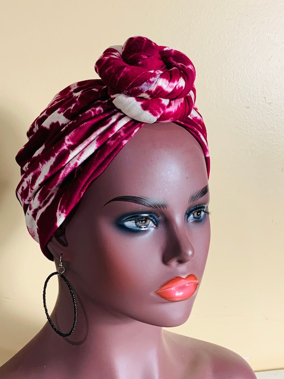 Pre-tied Turban, Women Pre-tied Headwraps, Pre-tied Stretch Headwrap, Chemo Cap, Alopecia Cap, Ready-to wear Boho Headwrap, Knotted Turban
