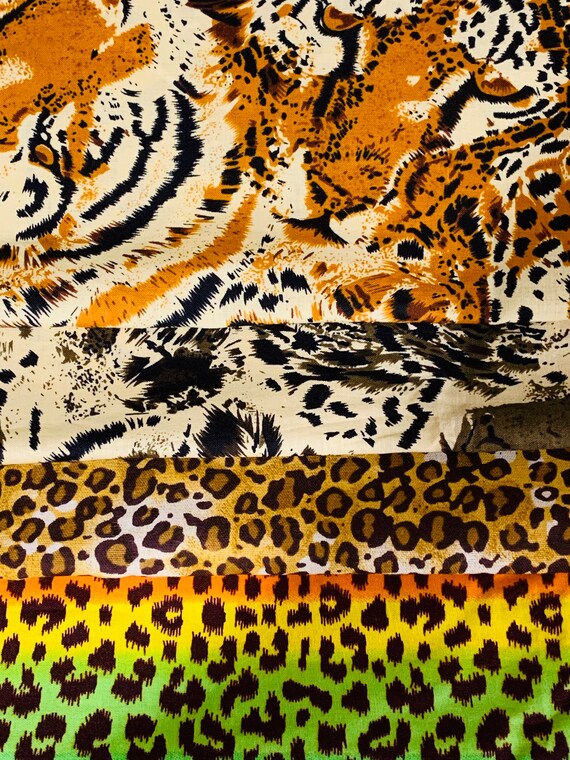 4 Animal prints Fat Quarter Bundle, Mask animal print fabric, Ankara fabric, Cotton print , 100% Cotton Fabric, Quilting Fat Quarters