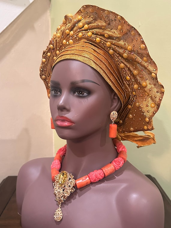 Natural Coral Bead Necklace, Mother's Day Gift, Nigerian Wedding Bead, Traditional Wedding Necklace Set, African Wedding Beads Jewelry Set