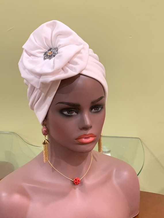 Pre-tied Turban, Women Pre-tied Headwraps, Pre-tied Stretch Headwrap, Chemo Cap, Alopecia Cap, Ready-to wear Boho Headwrap, Knotted Turban
