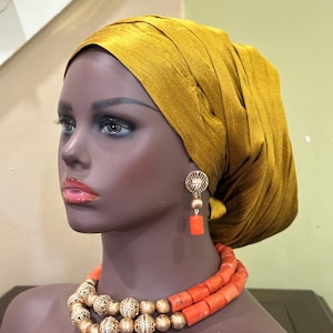 Pretied Pleated Turban: Silky Satin Head Wrap with Ties