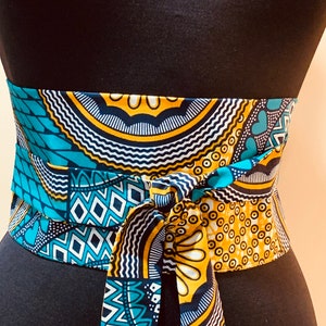 African Fabric Obi Belt, Kente High waist Belt, Ankara print wrap belt, African fabric sash, Black History obi belt, African wax print belt