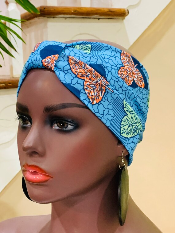 Pre-tied Turban Headband, Pre-tied Headwraps, Pre-tied Ankara Headwrap, Ready-to wear Boho Headwrap, Turban Headband with bow