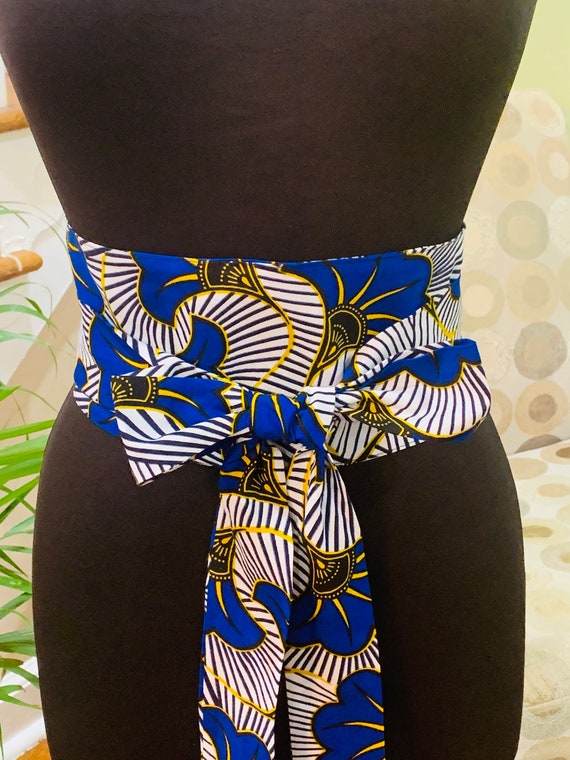 African Fabric Obi Belt, Kente High waist Belt, Ankara print wrap belt, African fabric sash, Black History obi belt, African wax print belt