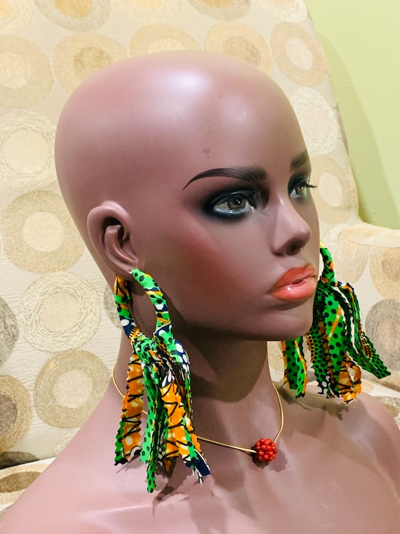 African Fabric Earrings, Fabric Button earrings, Ankara Fabric Earrings, African Jewelry, Fabric Earrings, Button earrings, African Fashion