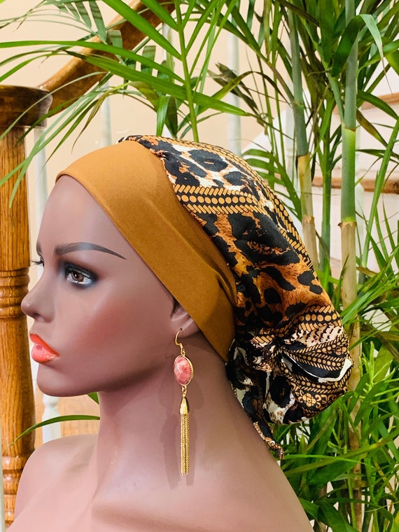 Pre-tied Turban, Women Pre-tied Headwraps, Pre-tied Stretch Headwrap, Chemo Cap, Alopecia Cap, Ready-to wear Yellow Headwrap, Knotted Turban