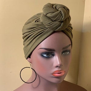 Pre-tied Turban, Women Pre-tied Headwraps, Pre-tied Stretch Headwrap, Chemo Cap, Alopecia Cap, Ready-to wear Boho Headwrap, Knotted Turban