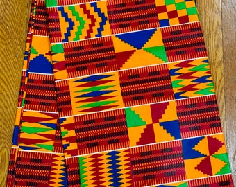 Tela estampada Kente: 100 % algodón, estampado de cera africana, 6 yardas