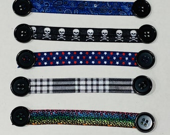 Printed Elastic Ear Saver with Buttons: Face Mask Extender