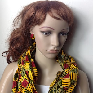 African Fabric Headwrap, African Fabric Neck Warmer, African Head Wrap, Ankara Fabric Earrings, African Fabric Accessories,  African Fashion