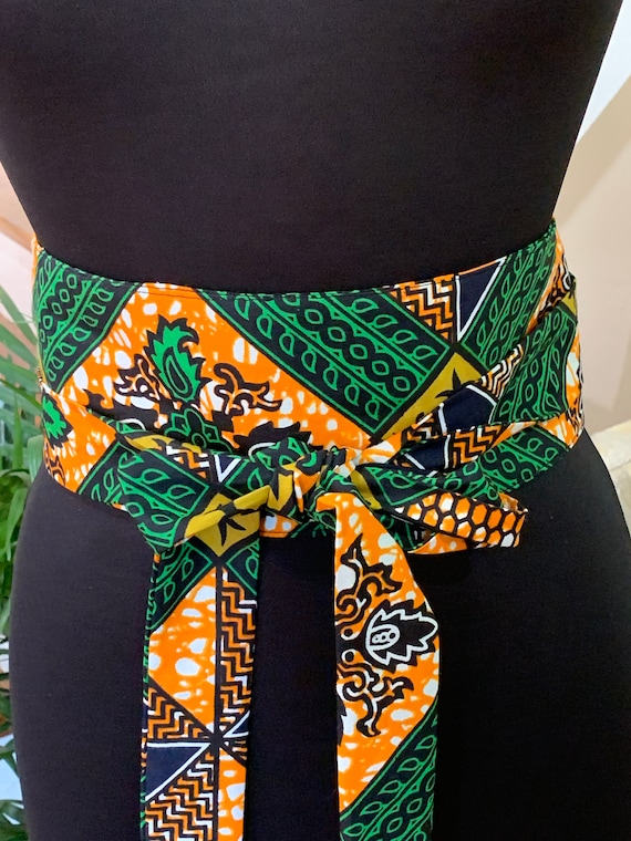 African Fabric Obi Belt, Kente High waist Belt, Ankara print wrap belt, African fabric sash, Black History obi belt, African wax print belt