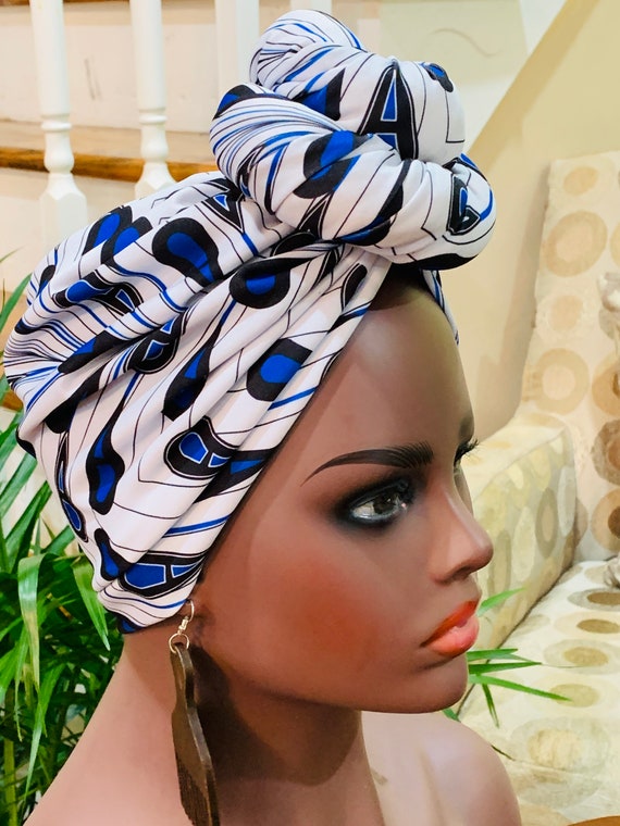 Pre-tied Turban, Women Pre-tied Headwraps, Pre-tied Stretch Headwrap, Chemo Cap, Alopecia Cap, Ready-to wear White Head wrap, Knotted Turban