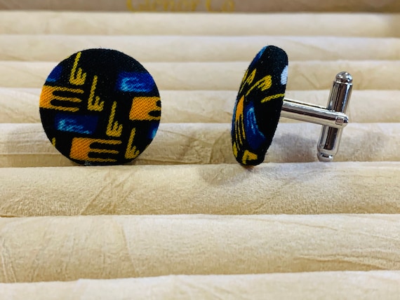 African Fabric Cufflinks, Black History Cufflinks, Gift for Fathers, Boyfriend's gift,  Groomsmen Cufflinks, Wedding Cufflinks,Gift for Dad