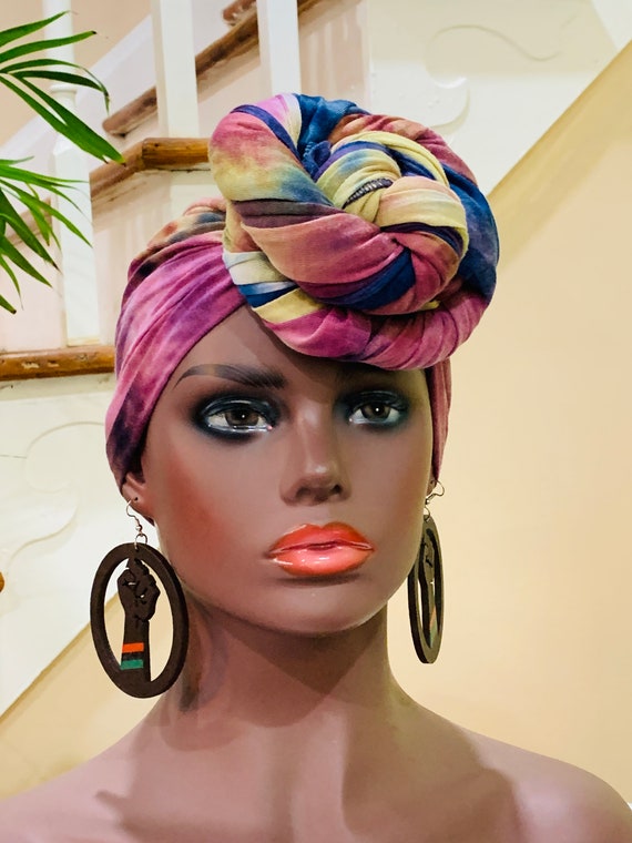 Elegant Tie Dye Turbans, Stretchy Head Wraps, Knit Turban Head wraps, Hijab Head Cover, Head Wraps For Women, Mother’s Gift, Women Fashion