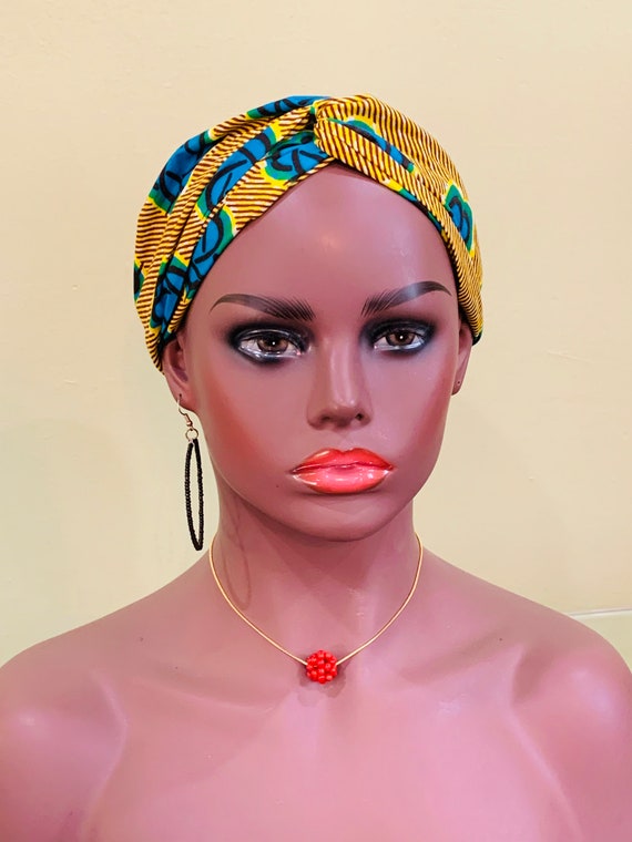 Pre-tied Turban Headband, Pre-tied Headwraps, Pre-tied Ankara Headwrap with bow, Ready-to wear Boho Headwrap, Turban Headband with bow