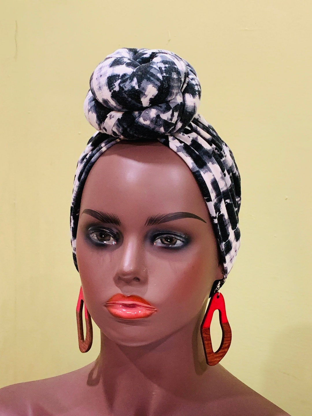 African Wooden Earrings, Fabric Button Earrings, Ankara Fabric Earrings