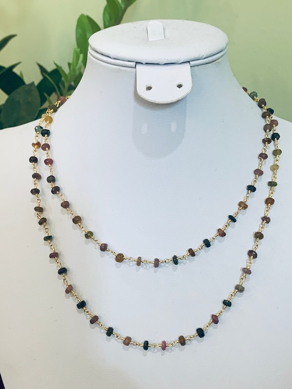 Tourmaline Gemstone Wire Wrapped Necklace, Gemstone Necklace, Wedding Beads, Mother's Day Gift Set, Christmas Gift for Her, Jewelry Set