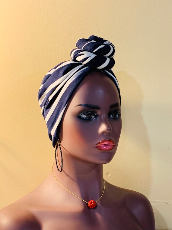 Pre-tied Turban, Women Pre-tied Headwraps, Pre-tied Stretch Headwrap, Chemo Cap, Alopecia Cap, Ready-to wear Boho Headwrap, Knotted Turban