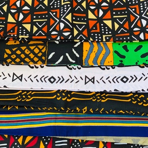 6 Fat Quarter Bundle, African fabric mud Cloth Quarters, Africa print fabric, Ankara fabric, African Wax print Fabric, Quilting Fat Quarters