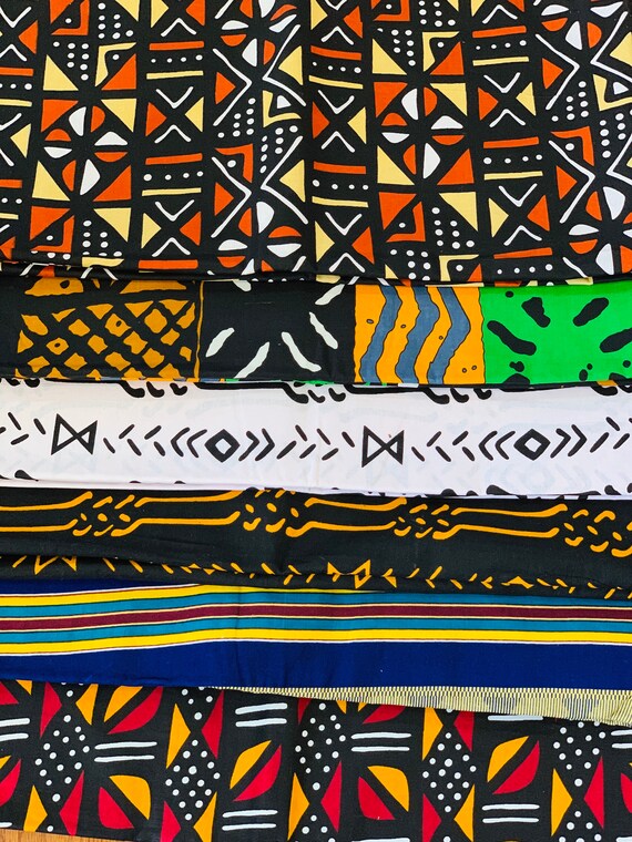 6 Fat Quarter Bundle, African fabric mud Cloth Quarters, Africa print fabric, Ankara fabric, African Wax print Fabric, Quilting Fat Quarters