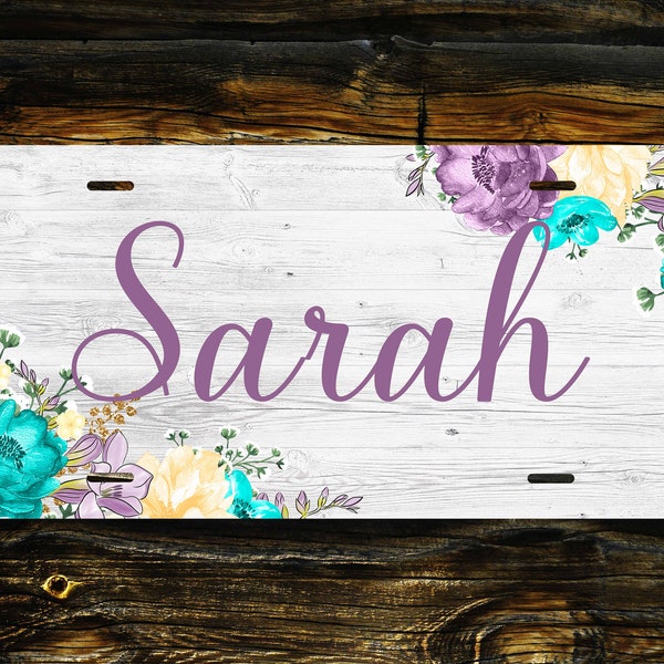 Personnalized license plate, personalized car, truck, bike, motorbike  license  plate, tag, uv protected, woman, girl, lady, flower, lilac