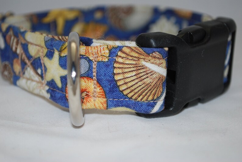 Seashell dog collar Beach dog collar pet collar starfish martingale collar greyhound collar Blue dog collar nautical