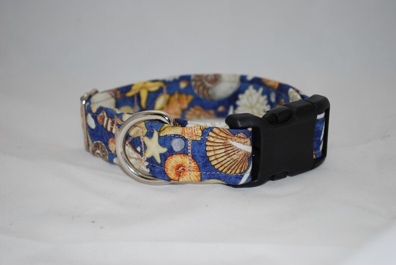 Seashell dog collar Beach dog collar pet collar starfish martingale collar greyhound collar Blue dog collar nautical