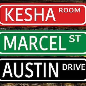 Kid’s bedroom name plate, street sign, aluminum, girl, boy, 12”x3”