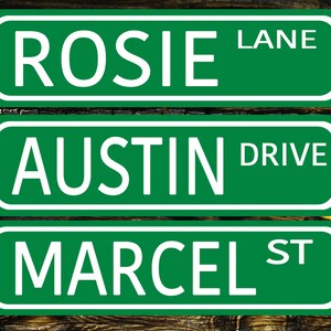 May include: Three green street signs with white lettering. The top sign reads "ROSIE LANE", the middle sign reads "AUSTIN DRIVE", and the bottom sign reads "MARCEL ST".