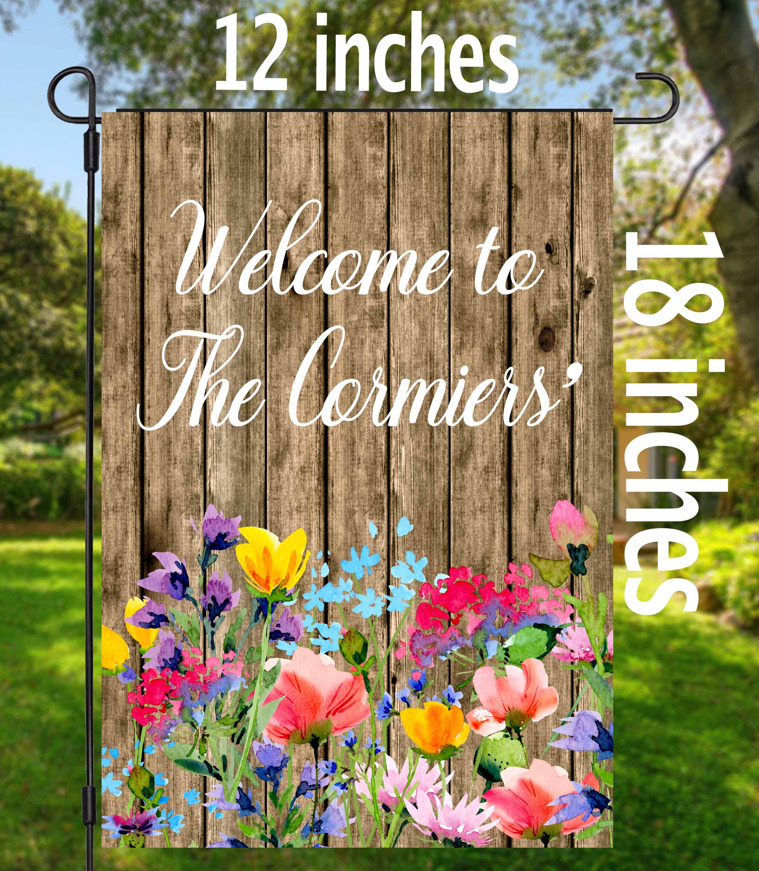 Garden flower personalized garden flag 12x18 doubled side Etsy