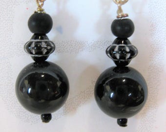 Black orbs, earrings