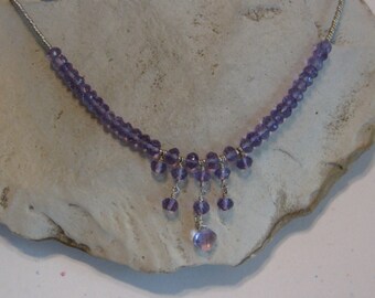 Amethyst colored glass bead necklace