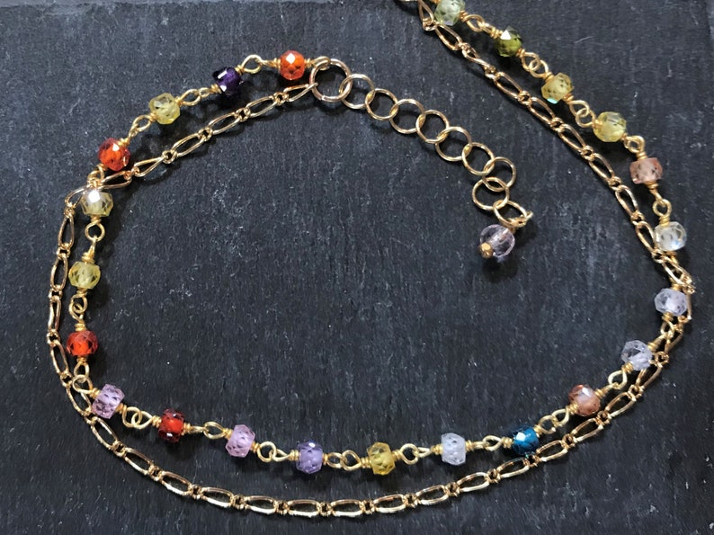 pastel gemstone bracelet gold plate chain gold chain pastel gem stone