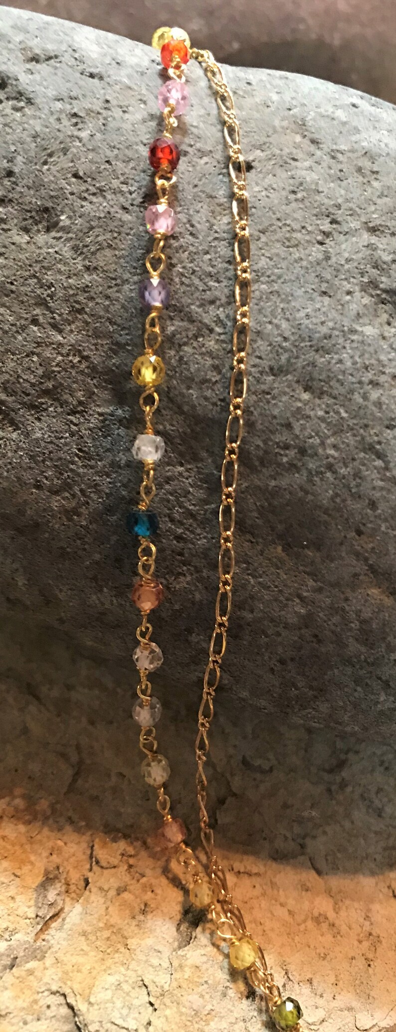 pastel gemstone bracelet gold plate chain gold chain pastel gem stone