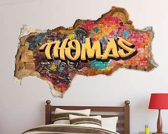 Playroom Wall Decal, Graffiti Teen Gameroom Decor, Personalized Name Art, Gamer Wall Vinyl Sticker, Street Style Art, Hip Hop Name Print
