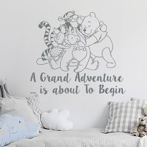 Classic Pooh Wall Decal. Adventure Vinyl Sticker. Winnie the Pooh Quote Above Crib Bed. Winnie the Pooh Wall Decal for Kids Room Decor C865